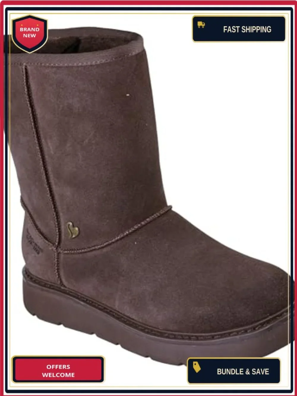 Womens Mid-Calf Suede Slip-On Winter Boots Memory Foam Wool Lining